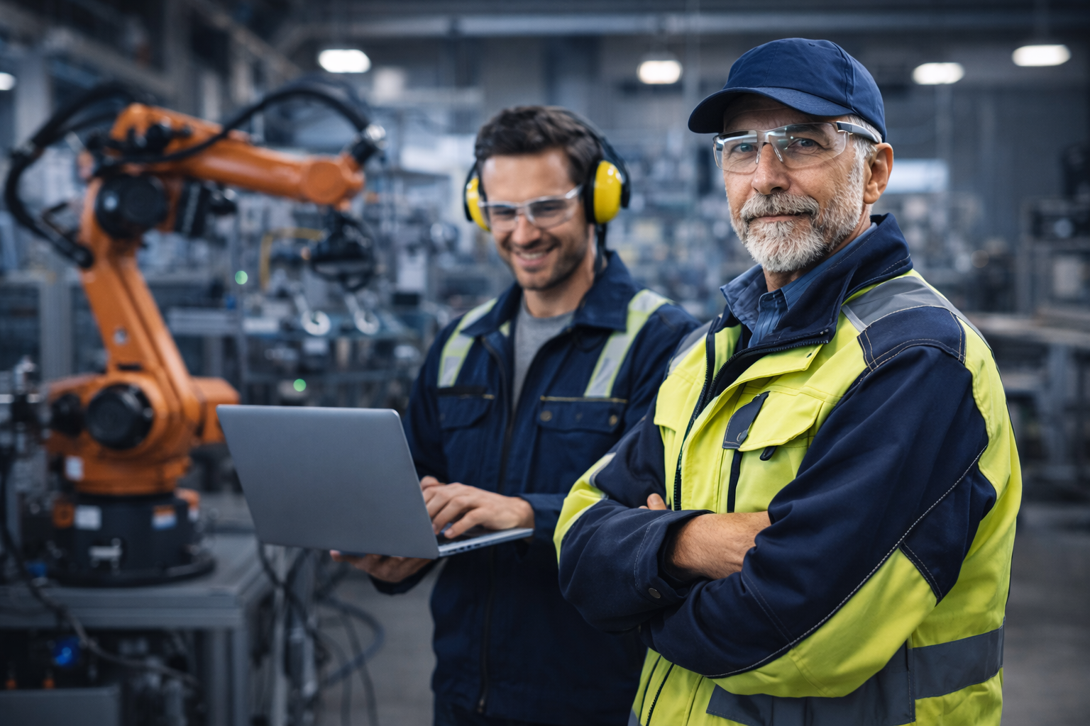 Manufacturing teams using secure operational technology and network infrastructure