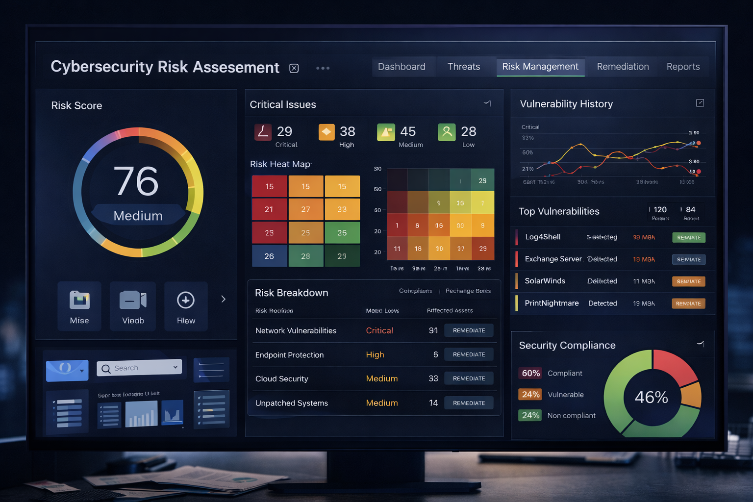 Layered cybersecurity protection dashboard showing threat visibility and protection layers